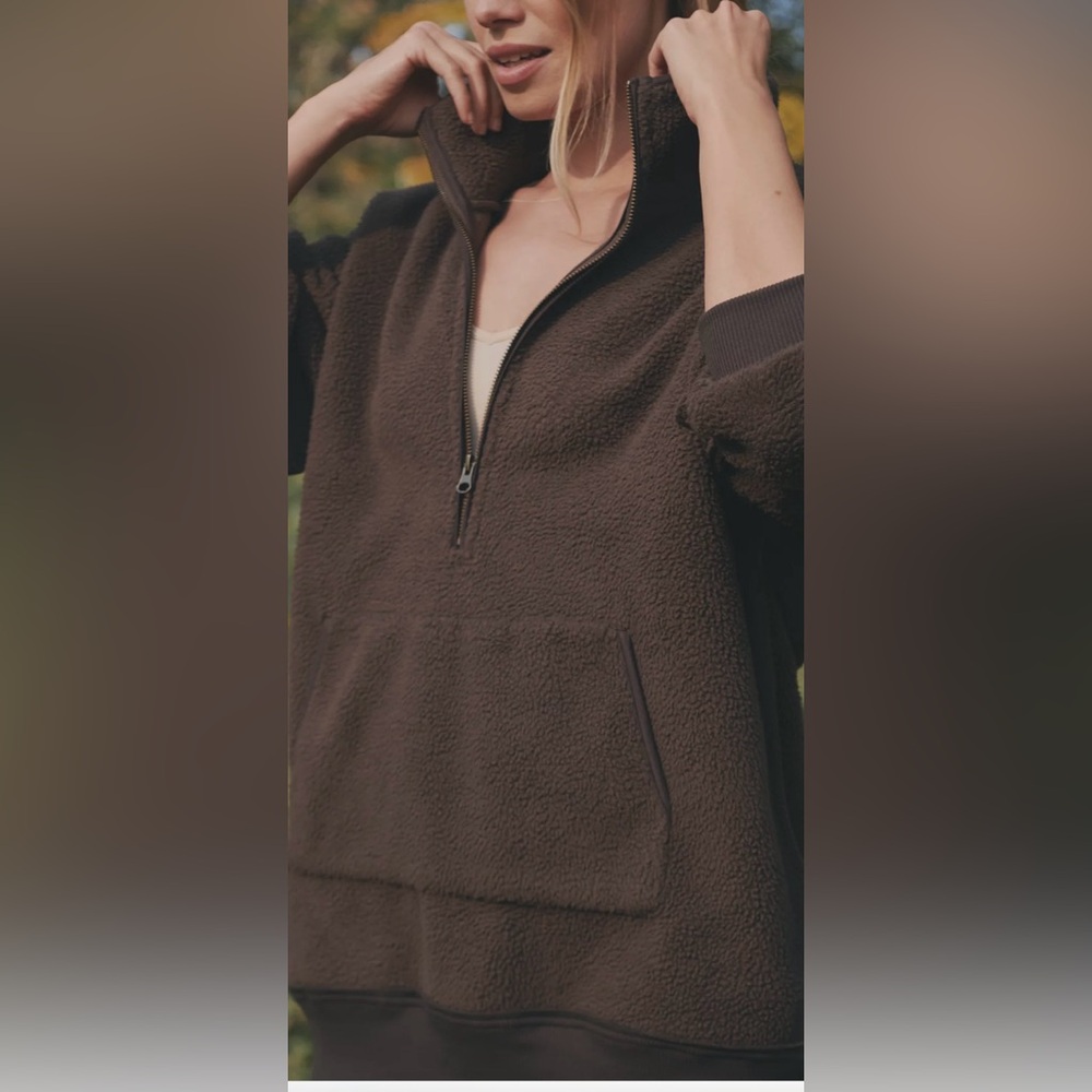 ANTHROPOLOGIE Chocolate Pilcro Half-Zip Pullover Sweatshirt - Picture 3 of 13